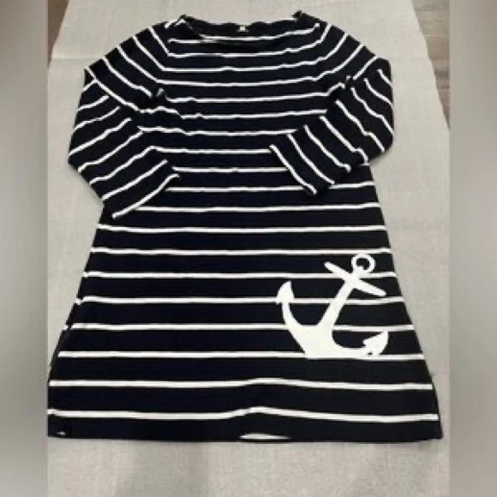 Nautical Striped Anchor Dress - Navy & White